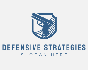 Blue Gun Weapon logo design