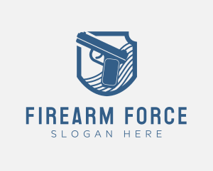 Blue Gun Weapon logo design