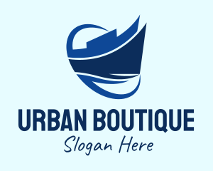 Blue Silhouette Ship Logo