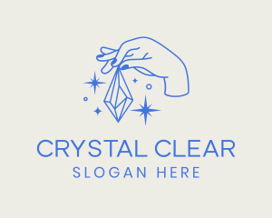 Sparkle Crystal Hand  logo design