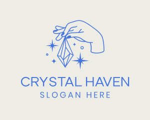 Sparkle Crystal Hand  logo design