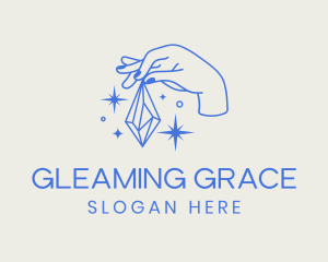 Sparkle Crystal Hand  logo design