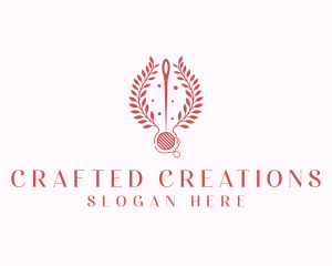 Sewing Thread Wreath  logo design