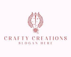 Sewing Thread Wreath  logo design