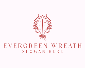 Sewing Thread Wreath  logo design