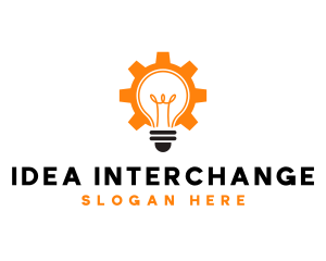 Light bulb Cogwheel logo design