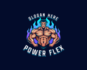 Flame Muscle Man Trainer logo design