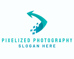 Digital Pixel Arrow logo design