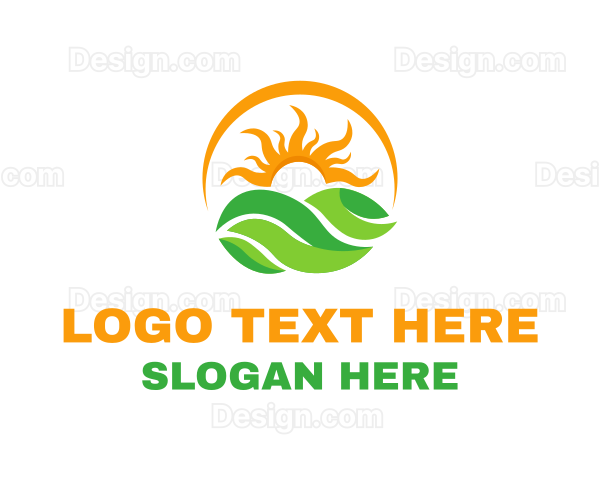 Sun Leaf Circle Logo