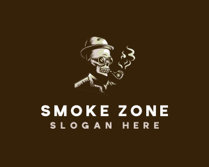 Smoking Skull Hipster logo design