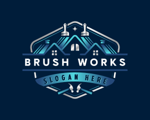 Paint Brush Roof Hammer logo design