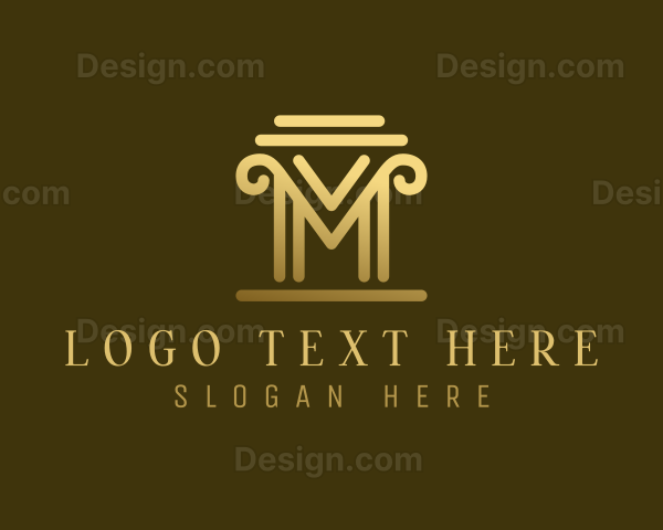 Simple Column Pillar Letter M Logo