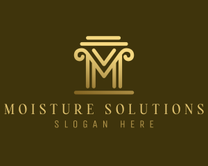 Simple Column Pillar Letter M logo design