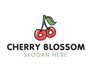 Cherry Play Pause Button logo design