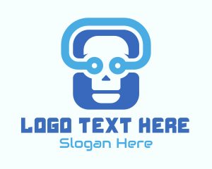 Blue Tech Skull  logo design