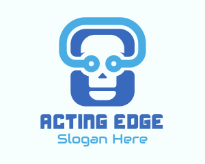 Blue Tech Skull  logo design