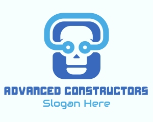 Blue Tech Skull  logo design