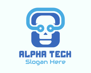 Blue Tech Skull  logo design