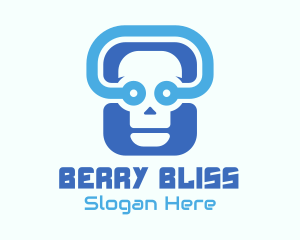 Blue Tech Skull  logo design