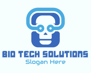 Blue Tech Skull  logo design