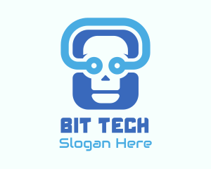 Blue Tech Skull  logo design