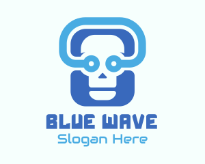 Blue Tech Skull  logo