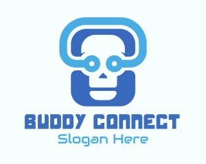 Blue Tech Skull  logo design