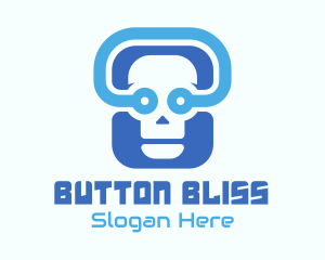 Blue Tech Skull  logo design