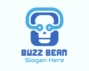 Blue Tech Skull  logo design