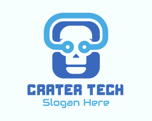 Blue Tech Skull  logo design