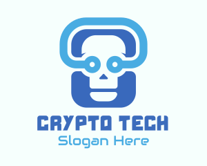 Blue Tech Skull  logo design