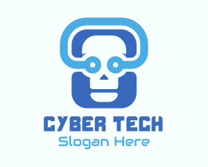 Blue Tech Skull  logo