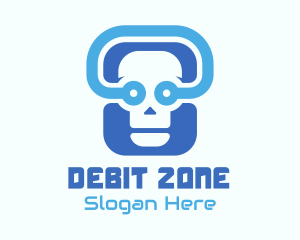 Blue Tech Skull  logo design