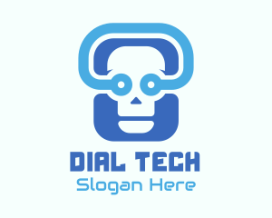 Blue Tech Skull  logo design