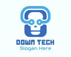 Blue Tech Skull  logo design