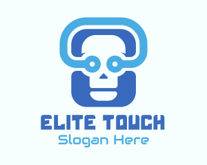 Blue Tech Skull  logo design