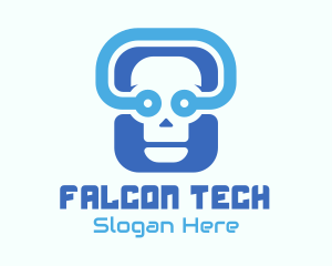 Blue Tech Skull  logo design