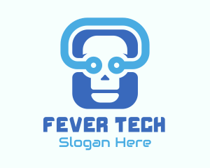 Blue Tech Skull  logo design