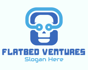 Blue Tech Skull  logo design