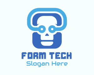 Blue Tech Skull  logo design