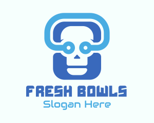 Blue Tech Skull  logo design