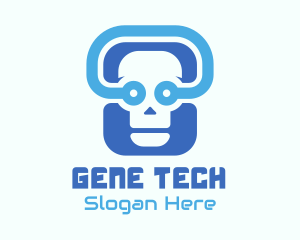 Blue Tech Skull  logo design