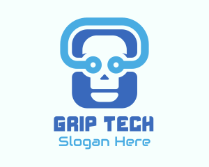 Blue Tech Skull  logo design