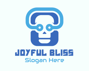 Blue Tech Skull  logo design