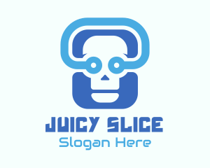 Blue Tech Skull  logo design