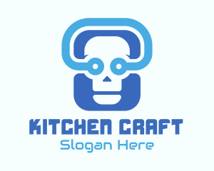 Blue Tech Skull  logo design