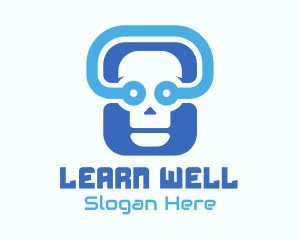 Blue Tech Skull  logo design