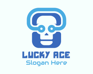 Blue Tech Skull  logo design