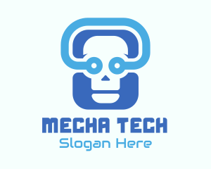 Blue Tech Skull  logo design