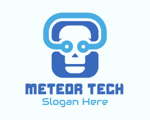 Blue Tech Skull  logo design